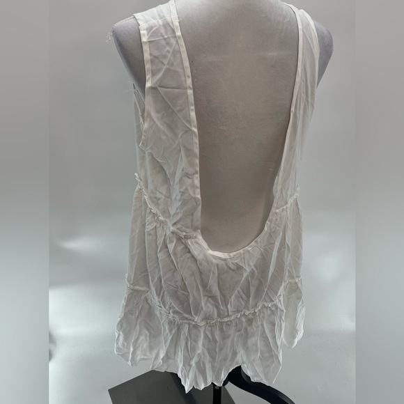 A-Line Midi White Dress with Ruffles & Cut-Out Back - Size L - Picture 7 of 7